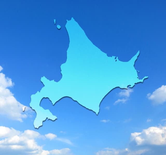 北海道の地図を示す画像、日本の北部地域を強調した地図イメージ