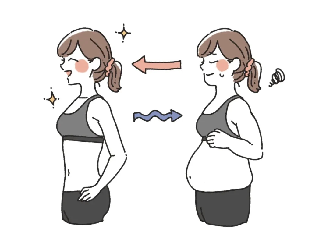 体重を減らしても体が元の状態に戻ろうとするセットポイント理論によるリバウンドのイメージ