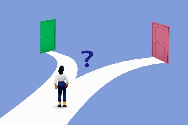 ナッシュを使って痩せる人と痩せない人の分かれ道をイメージしたイラスト